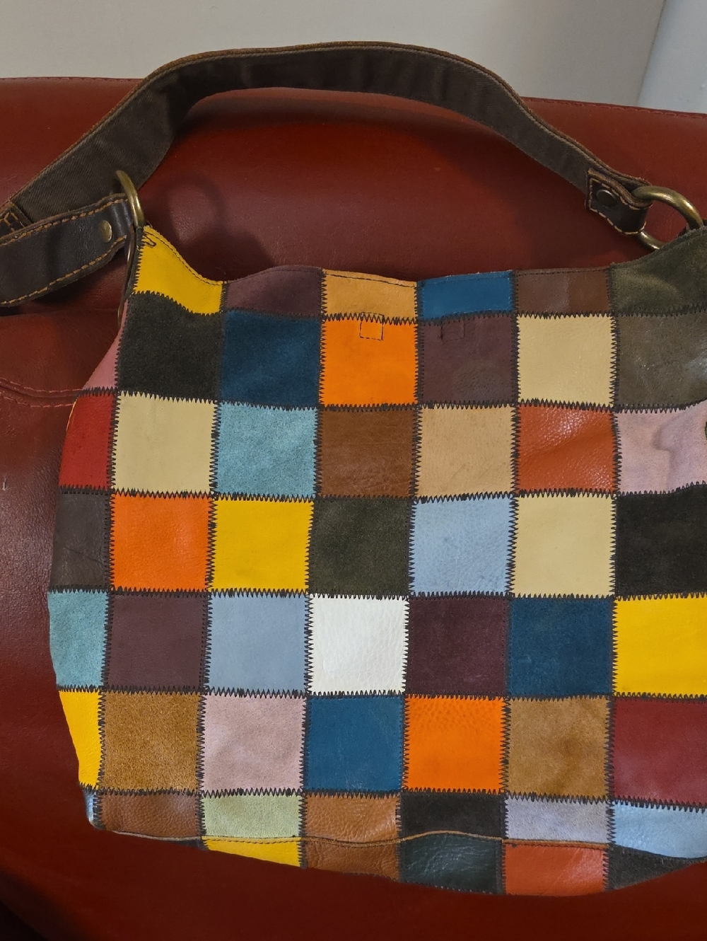 Multi-Color Patchwork Leather Shoulder Bag - Stylish Women’s Handbag